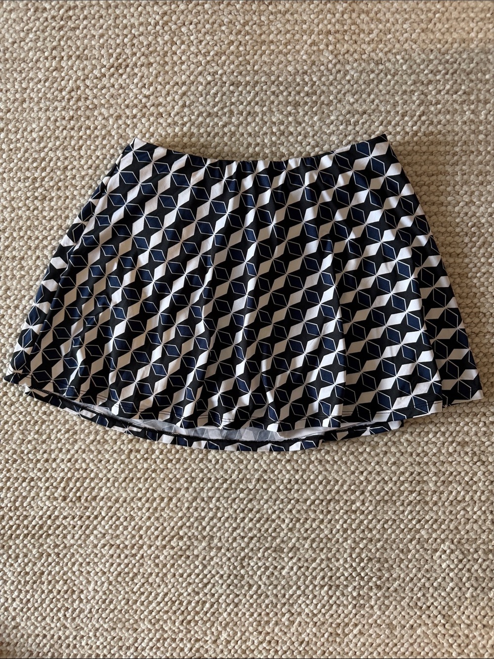 Black, Navy & White Geometric Tennis Skort